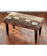 Primitive Country Willow &amp; Sheep Hooked Wood Decorative Bench By Park De... - £217.96 GBP