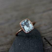 2.30.Ct Cushion Cut Aquamarin Stone Engagement Wedding Ring 14k Rose Gold Over - £66.06 GBP