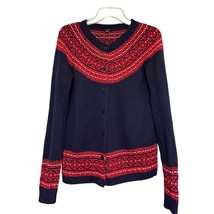 Talbots Womens Lambswool Sweater Blue Medium Knit  Cardigan Button Long ... - $33.66
