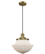 Mini Pendant Oxford 12&quot; Brushed Brass Franklin Restoration Frosted 201C-... - $208.72