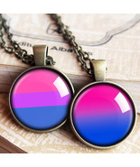 Bisexual Pride Necklace, Bisexual Pendant, Bisexual Jewelry, Bisexual Gifts - £9.48 GBP