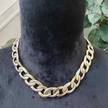 Women&#39;s Fashion Gold Tone Double Link Curb Chain Collar Necklace - £20.45 GBP
