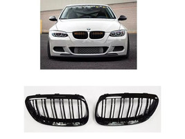 For Bmw 3 Series E92 E93 2010-2013 Lci Kidney Grille Grill Gloss Black Dual Line - £29.43 GBP