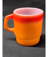 FIRE KING Red On Orange 8oz STACKABLE Coffee Mug Cup By Anchor Hocking  ... - $13.50 CAD
