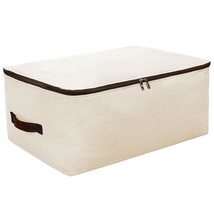 Large Canvas Soft Bedding, Garment Storage Organizer Bag For Wardrobe, Beige - £30.12 GBP