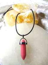 Cherry quartz Point Pendulum Necklace Natural Stone Reiki B Valentines Day - $6.50