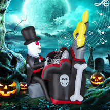 5.2 FT Halloween Decoration Inflatable Skeleton Playing Piano Holiday Yard - £73.72 GBP