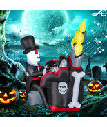 5.2 FT Halloween Decoration Inflatable Skeleton Playing Piano Holiday Yard - £77.37 GBP
