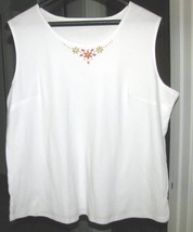 White Cotton Poly Knit Tank Top Allison Daley Size 22W - $280.61 MXN