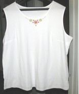 White Cotton Poly Knit Tank Top Allison Daley Size 22W - €12,86 EUR