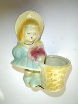  Vintage Shawnee Planter Vase Pottery Girl in Bonnet with Basket USA 534  - $12.99