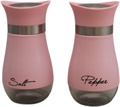 Salt &amp; Pepper Shaker Set Glass w/ Printed Labels 4.42 oz BPA-Free Pink - $8.90