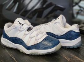 2019 Jordan Retro 11 Navy Blue/White Snake Shoes CD6848-102 Youth/Kid 2.5y - £64.99 GBP