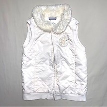 White Quilted Vest GIrl’s 5 Faux Fur Glitter Patch School  Spring Easter - £4.69 GBP