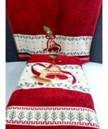 NEW Christmas Home Coll. Red Bell Design Bath &amp; Hand Towel No Tags. B46 - $19.99