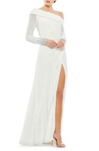 Ieena Mac Duggal 12231A One Shoulder LongSleeve Jersey Gown SZ 14 White - $235.62