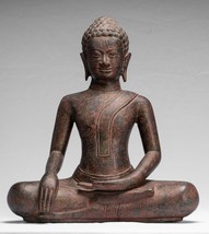 Antigüedad Thai Estilo Bronce Sentado Enlightenment Buda Estatua - 47cm/48.3cm - £1,055.17 GBP