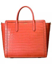 Ralph Lauren Tyler Tote Spring Orange Croc Embossed Leather Handbag Purs... - $178.19