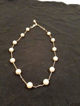 Women&#39;s RMN Designer Silver Tone/ Off White Faux Pearl Necklace 16&quot; - £8.62 GBP
