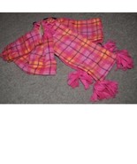Girls Hat, Scarf and Gloves Winter Set Jumping Beans Fleece Pink Plaid S... - £15.58 GBP