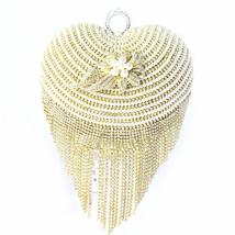 Heart Shape Hard Case Fringe Wedding Bag Clutch, Formal Evening bag - £27.59 GBP