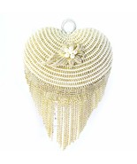 Heart Shape Hard Case Fringe Wedding Bag Clutch, Formal Evening bag - $35.00