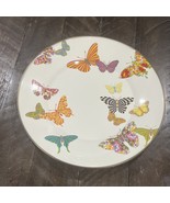 MACKENZIE-CHILDS Enamel Courtly Check Butterfly Garden Dinner  Plate 10.25&quot; - $108.30 CAD