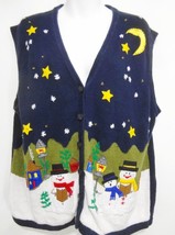 Ugly Christmas Sweater Vest 18W/20W Blue Caroling Snowmen Bobbie Brooks ... - £20.37 GBP