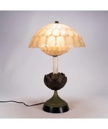 RETRO VINTAGE METAL LOTUS FLOWER TABLE LAMP BASE Capiz Shell Shade - $3,575.19 MXN
