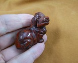 Y-DOG-DA-554) little red Jasper DACHSHUND weiner hot dog gemstone FIGURI... - $18.69