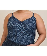 Torrid Georgette V-Neck Cami Top Blue Leopard Print Sleeveless Blouse Wo... - £15.43 GBP