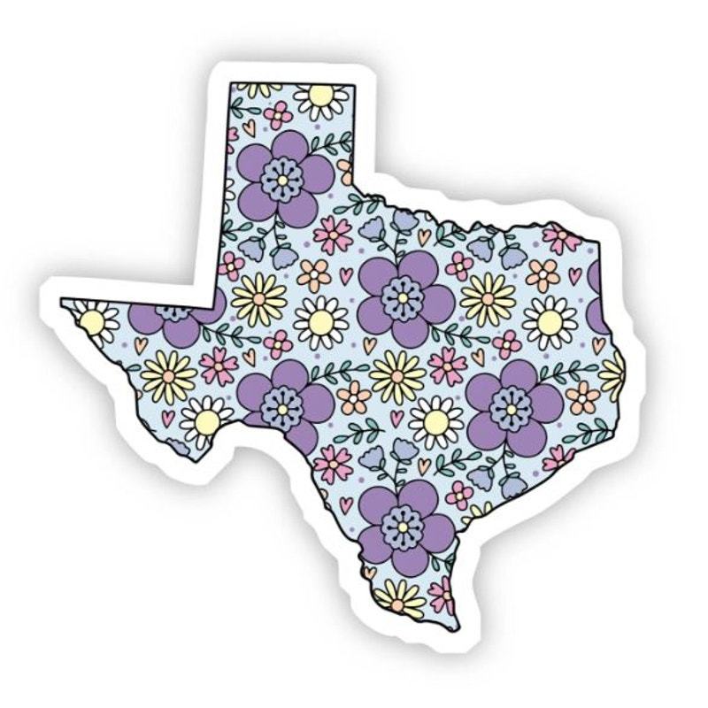 Texas Blue Purple Floral Sticker - $3.96