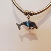 Dolphin Necklace, Silver Tone with Mother of Pearl, Pendant Beach Ocean Jewelry image 2