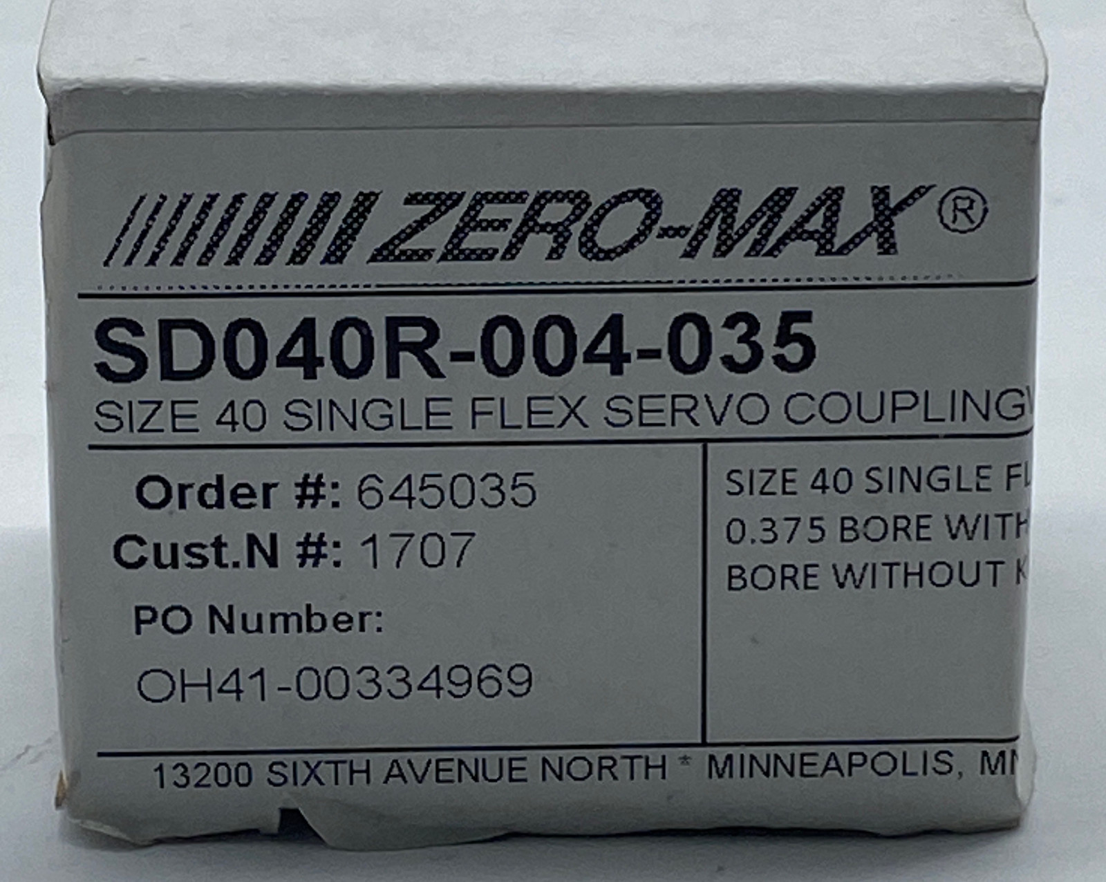 Zero-Max SD040R-004-035 Single Flex Servo Coupling Size 40  0.375&quot; Bore  - $35.80