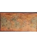 Vintage ~ THE WORLD MAP ~ Matte Brown Paper ~ Poster Size ~ 39.25&quot; x 19.75&quot; - £20.59 GBP
