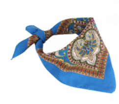 1 Pc 100% Cotton Beautiful Blue Floral Paisley 22X22 Inch Bandana 6004 Scarf - £7.50 GBP