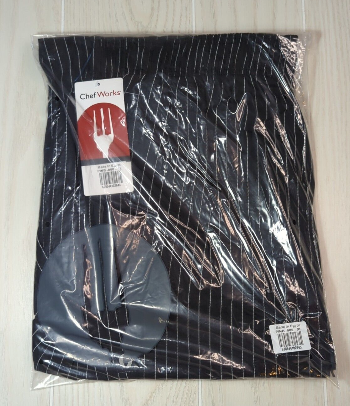 Chef Works XL fits XXL black white pinstripe elastic waist chef pants