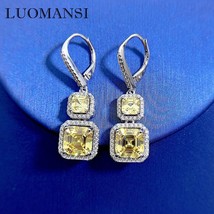 8*8Pagoda Yellow High Carbon Diamond Earrings 100%-S925 Silver Jewelry Wedding P - £54.74 GBP