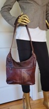 Vintage Womens Mexican Ox Blood Genuine Leather Purse Handbag Shoulder Bag  - £35.04 GBP