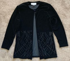 Ronni Nicole Women Party Cocktail Fine Elegant Open Sweater Size 8 Black Beaded - £23.35 GBP