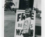 Little Girl in Front of Free Benrus Watch Each Month Sign at Gas Station... - $17.82