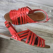Ann Taylor Red Loft Huarache Casual Sandals Leather Women Size 7 Buckle Flat NEW - £23.34 GBP