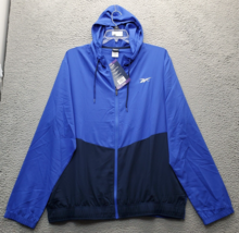 Reebok Training Jacket Men&#39;s 2XL Blue Woven On Seam Pockets Regular Fit ... - $27.90