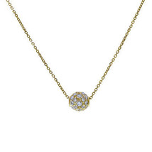 14K Yellow Gold  Rolo Chain Necklace With Movable CZ Pendant - £260.35 GBP
