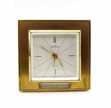 Seth Thomas Square Thermometer 7 Jewels Brass Alarm Clock Mid Century Groove Mot - £18.44 GBP