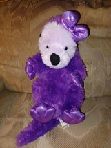 Aurora Destination Nation Purple Otter Plush 14" Girl Bow Beanbag Stuffed Animal - $19.79