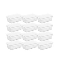 Sterilite 6 Quart / 5.7 Liter Storage Box | White Lid With Clear Base (12-pack) - £54.70 GBP