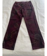 Gloria Vanderbilt Amanda Jeans Women&#39;s 8 Burgundy Floral Straight Leg Pr... - £8.87 GBP