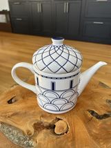 Grace's Tea-ware Ceramic Teapot With Lid Abstract Blue &amp; White 6 1/4"H - $44.55