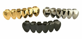 Halloween 14K Gold GP Silver Gun Metal Lower Bottom Teeth 3pc Grillz Set... - £6.99 GBP